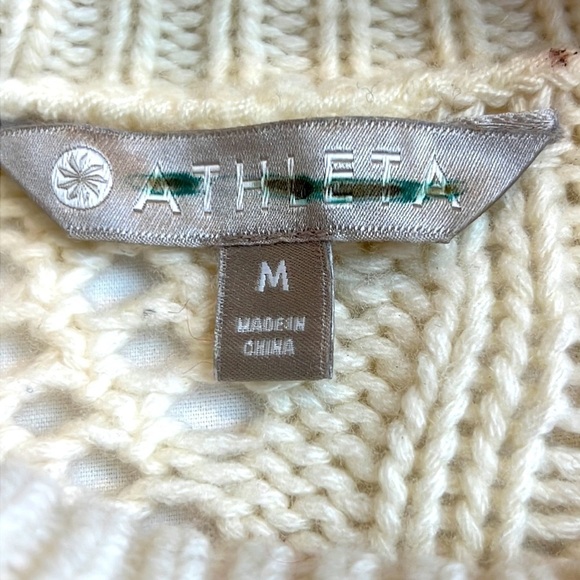 Athleta cableknit 80% wool 20% cashmere Fisherman coastal cardigan, beige SZ M - Picture 5 of 8